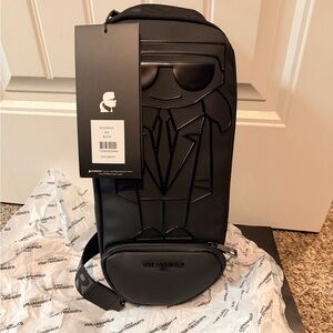 Karl Lagerfeld Black Belt Bag with Iconic Design